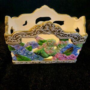 Vintage Lady Jane Ceramic Napkin Or Letter Holder With A Hydrangea Pattern